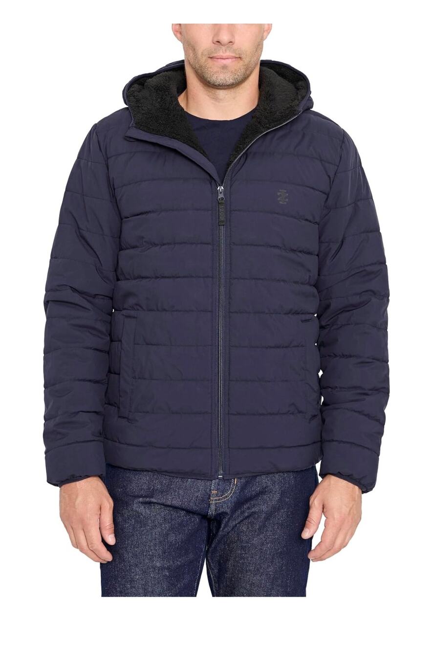 IZOD Men's Hooded Stretch Puffer With Sherpa Linin Size 2XL NEW